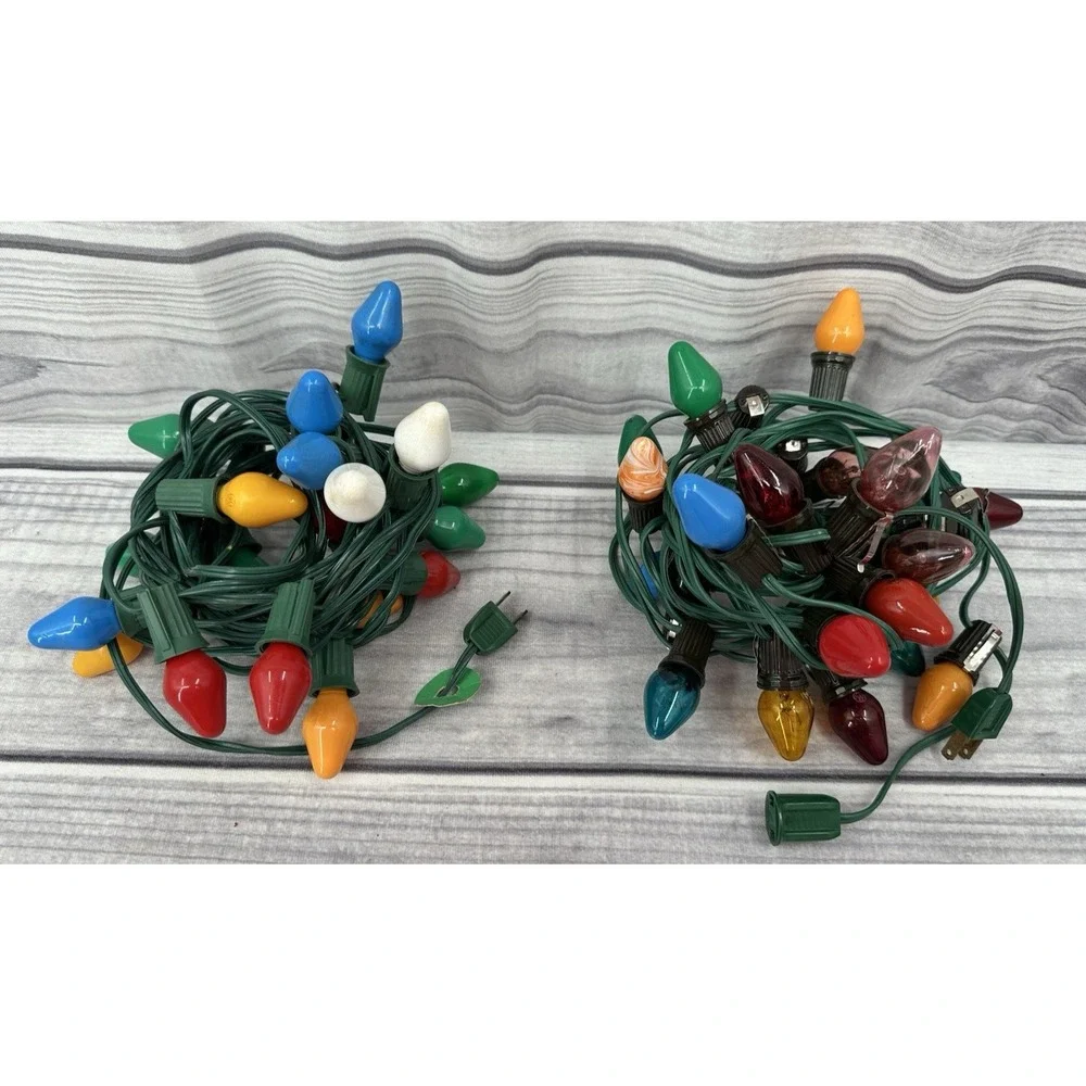 2 STRANDS OF‎ VINTAGE CHISTMAS LIGHTS - BULB LIGHTS  *2
